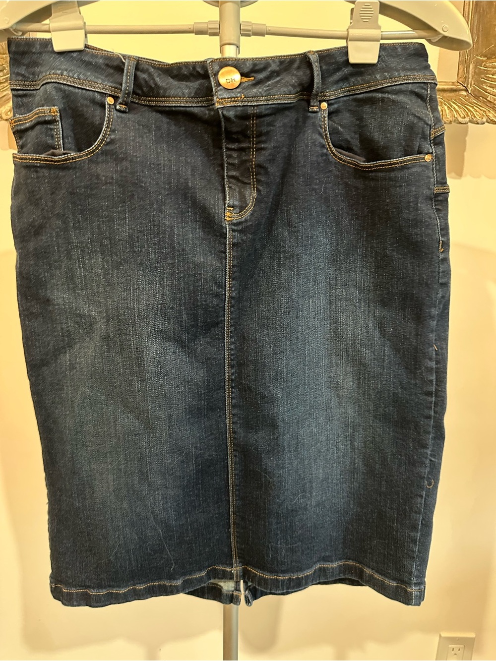 Denver Hayes Dark Blue Denim Midi Skirt